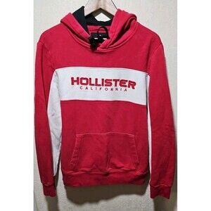 Hollister Cali Sweater Mens Womens Red Pullover Hoodie Sweatshirt Y2k Vtg Logo L